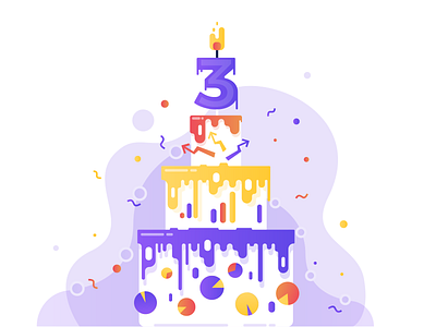 Birthday Cake illustration birthday charts ecommerce flat flatdesign floating funny graphs illustration