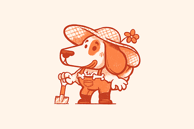 Farmer Doglet animal character character design cute dog farmer illustration kidlit kidlitart minimal
