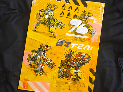 Techno Lizard B art canvas character mecha paint painting pop art