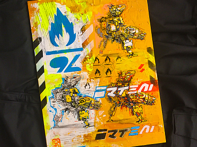 Techno Lizard A art canvas canvas art character characterdesign mecha paint painting pop art