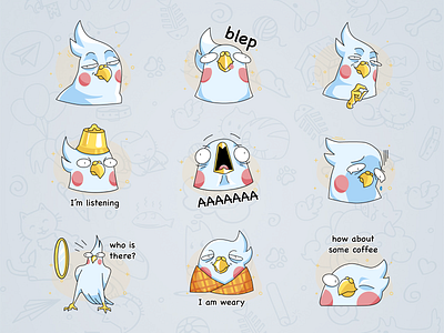 Telegram stickers bird bird icon bird illustration character design design emojis emotions fun humorous illustration icons illustration message messenger pack parrot social sticker design stickers telegram vector