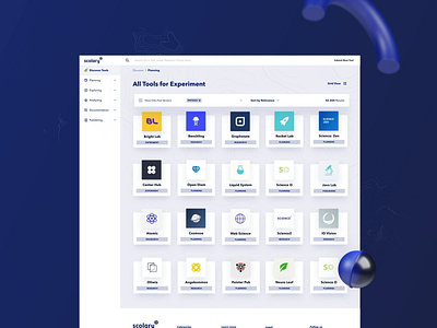 Incredible Filters on Scolary app design system desktop digital tools discovery graphic healthcare illustration lab laboratory life science productivity science scientific fields search tools ui ux web working