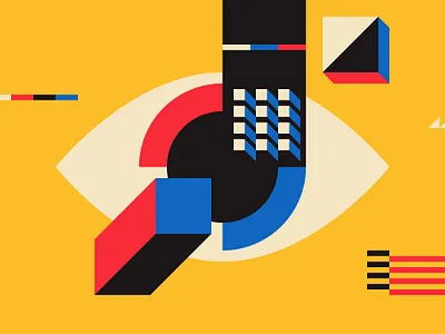 Bauhaus abstract bauhaus block cube design flat form geometric illustration paper shape