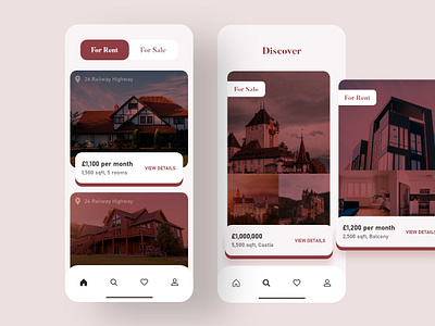 Real Estate App UI app app design buy buy property design flat graphic design house lease minimal property property developer property search real estate rent rental app renting sale ui ui design