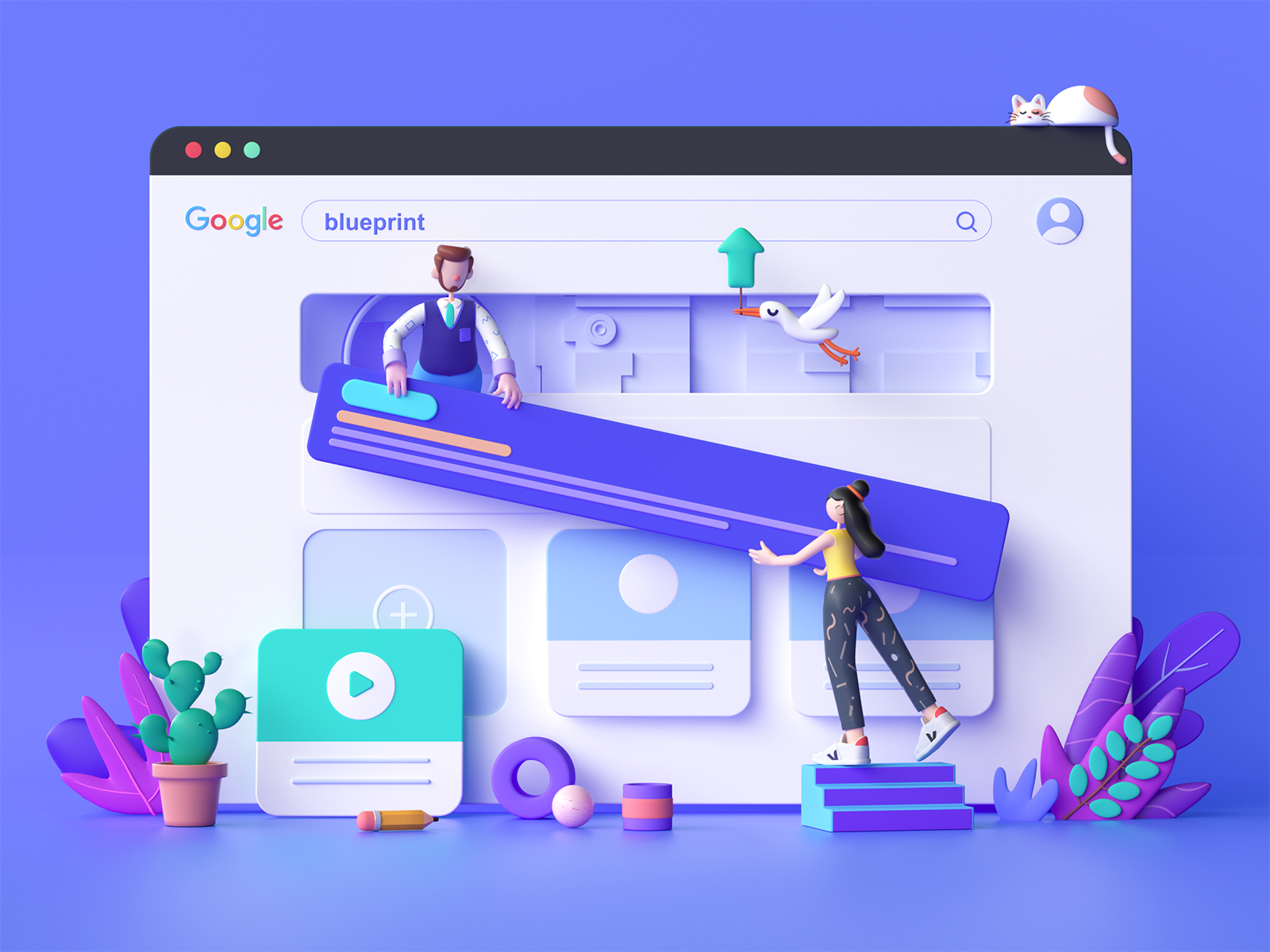 Example of 3D Illustration   Landingpage