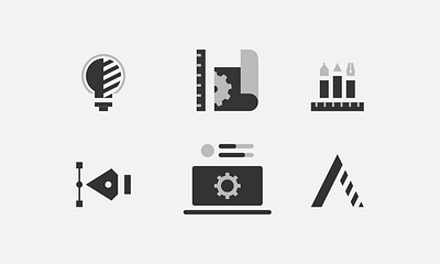 Draft Icons branding cartoon cog duotone flat icon iconography lightbulb paper pen simple vector vectorart