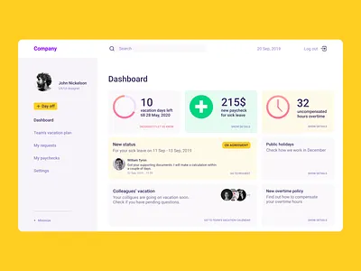 Service for vacation request dashboard office vacation work