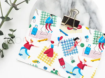 Funny seamless pattern beach illustration pattern people seamless summer vacations vector