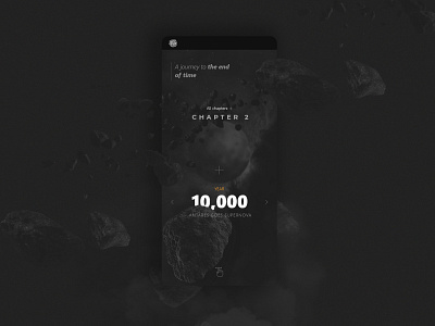 A journey to the end of time animated icons app app ui appconcept dark app dark theme dark ui design earth flat galaxy ui universe volcano