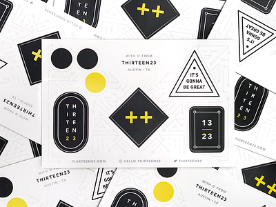 thirteen23 Stickers black and white brand design brand extension branding geometric logos promo stickers swag