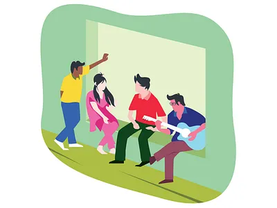 Friends art illustrations meetup music together vector