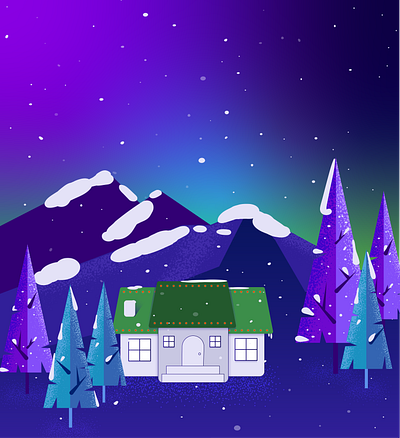 Winter Wonderland cabin christmas forest holiday illustrator mountains season snow snowflake trees winter woods