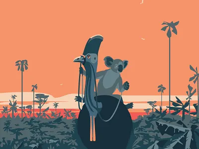 Rider adobeillustrator animal animals art artwork australia bird cassowary design digitalart drawing forest illustration illustrator koala travel tropic vector vector art wildlife