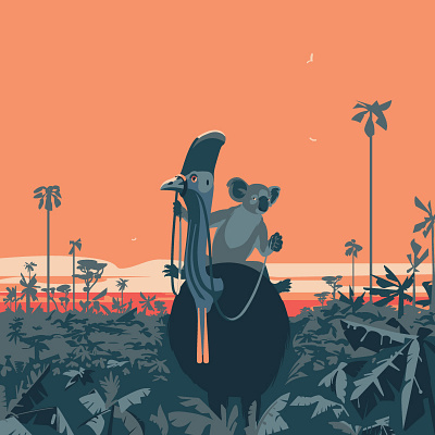 Rider adobeillustrator animal animals art artwork australia bird cassowary design digitalart drawing forest illustration illustrator koala travel tropic vector vector art wildlife