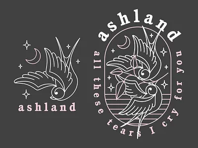Ashland apparel apparel design ashland band band merch birds clothing design illustration merch minimal monoline over the moon shirt swallow vector