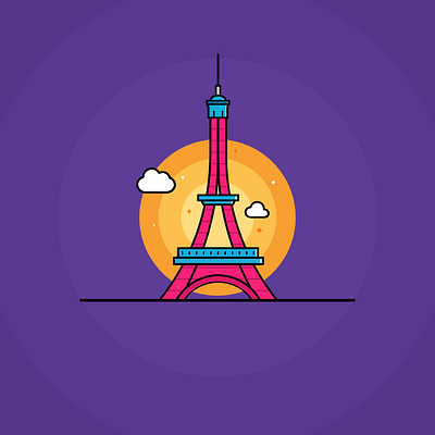 Eiffel Tower illustration @design basic colors design dribbble eiffel eiffel tower eiffeltower flat illustration illustrator minimal monument shot ui vector