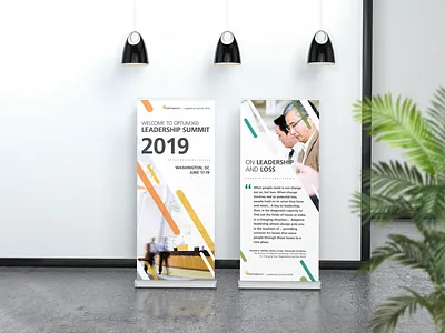 Banner Design for Leadership Summit banner banner ad banner ads brand brand identity branding conference corporate design layout photography print rollup striped stylized summit