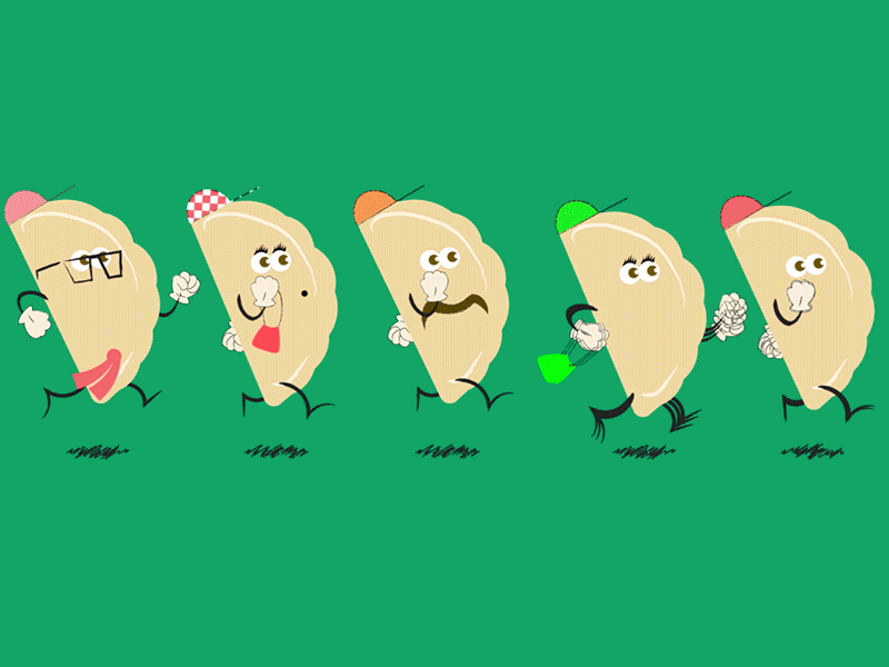 Pierogi Race 2danimation after effects animation character animation colorful digital art flat fun gif gif animation illustrator loop looping pierogi simple