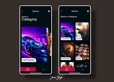 Game Categories Screen - Dark Mode ui ux uiux adobexd sketchapp uidesign uiux uxdesign adobexd