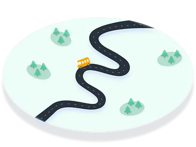 Driving Bus Illustration graphic graphic design hover illustraion roads school bus trees