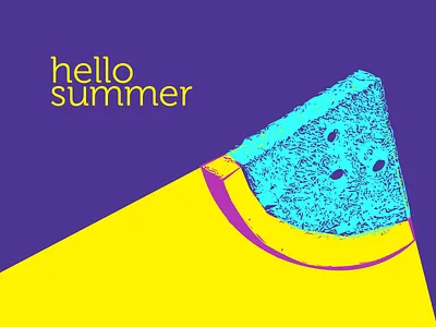 hello summer colorful fruit fruits illustration modern slice watermelon
