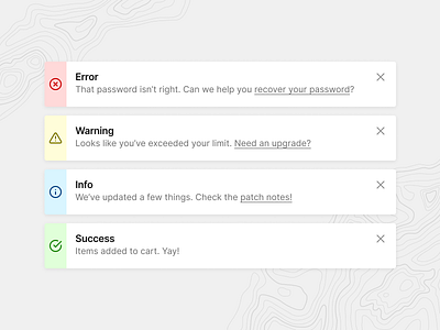 Toast Messages + Notifications alert dashboard figma message notification product design toast ui web