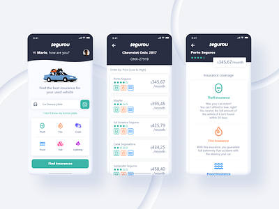 Segurou | Insurance adobe xd car insurance mobile mobile app mobile app design offers search segurou ui ux