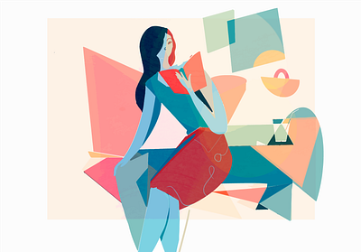 Illustration for a magazine abstract abstract art art book charachter colors dribbble fantasy illustration logo orange reading ui ux vector woman