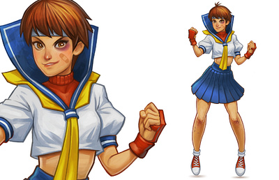 Sakura Kasugano arcade beatemup capcom capcomvssnk characterart concept digitalpainting illustration nintendo sakurakasugano streetfighter videogame videogameart