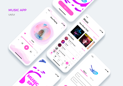 Music App Design app design ios minimal music music app music player pink ui ux