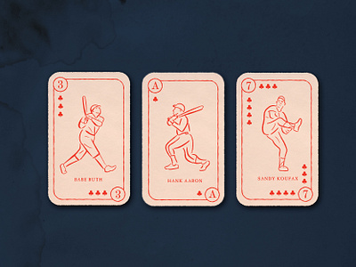 Vintage Baseball Cards babe ruth baseball design dribbbleweeklywarmup illustration playing cards sandy koufax spades vintage logo