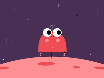 Robot - Moon 2d achievement ae character animation character design charactr conquer glag loop moon robot sky space stars universe