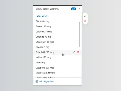 Drug Ingredient Dropdown dropdown dropdown menu dropdown ui interface search