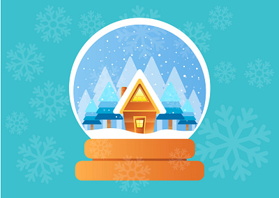 Snowglobe animation artwork blue cool design elegant flat frozen home ice icon illustration snow snowflake snowglobe story unique vector winter wood