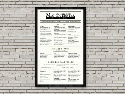 MainStreeter design food graphic design layout menu menu design restaurant restaurant design