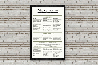 MainStreeter design food graphic design layout menu menu design restaurant restaurant design