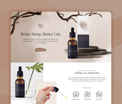 Landing Page for CBD Oil Product branding brown cbd cbd logo cbd oil design flat minimal nude nude color product page ui ux web webdesign webdesigner website