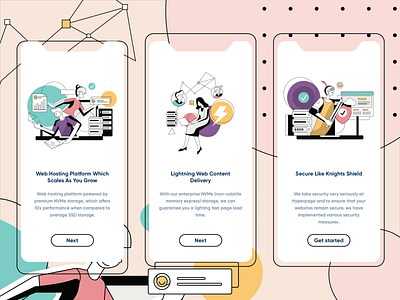 Hostiflash Onboarding app design ecommerce hosting illustration onboarding platform secure service technology web website