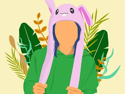 Bunny ears Tranding k-pop with nature Tropical branding character design flat identity illustration illustrator lettering minimal type