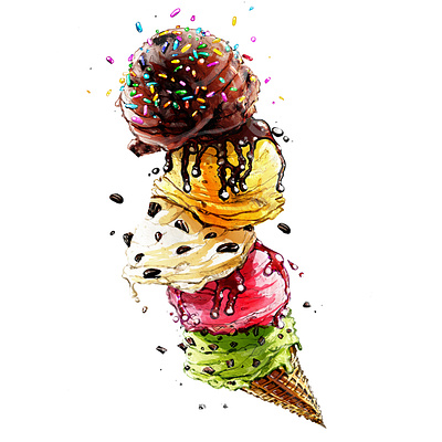 Fat Ice cream colorfull food design ice cream illustration pornfood tee design