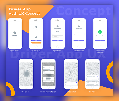 Driver App Auth flow Concept app design ui ux