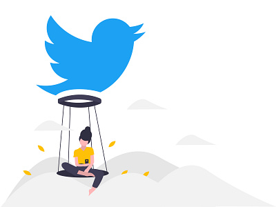 Twitter illustration design artist bird color design girl illustration art illustrator logo vector website work