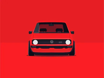 Volkswagen Golf MK1 car flat design golf illustration red vector volkswagen vw