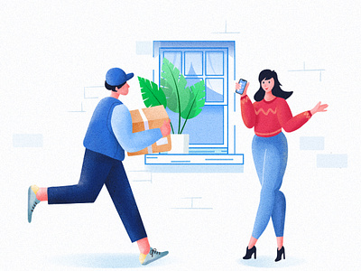 Express app box boy character flat girl illustrator landscape phone plant procreate ui website window