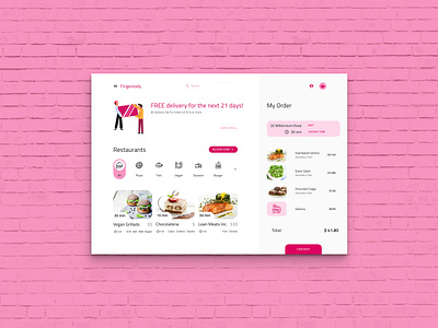 Food Ordering clean clear design flat food foodie illustration material order simple ui ux