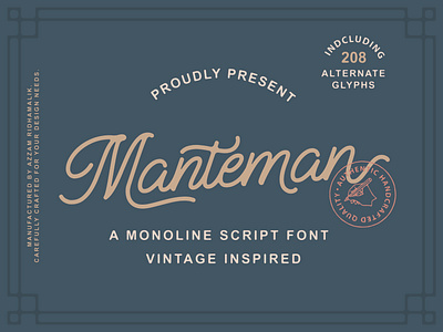 Manteman - Monoline Script Font branding design font font awesome font design fonts handlettering handwriting handwritten handwritten font logo oldschool script script font typography vintage vintage badge vintage design vintage font vintage logo