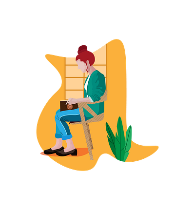 reading time art books design flat flat art illustration minimal reading relaxed sitting vector vintage