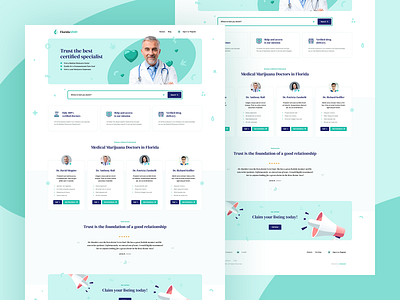 FloridaMMD 🌿 app branding doctor flat flatillustration health illustration landingpage marijuana medicine onepage ui ux web webdesign webdesigner website wordpress