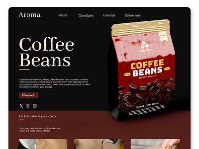 Landing Pge of Coffee Beans Product 3d advertising bag beans branding coffee design label landing page mockup packaging pouch presentation product template ui vintage