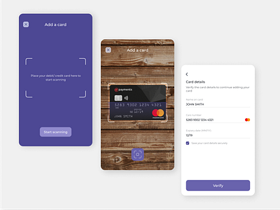 Add credit/debit card using OCR app daily 100 challenge daily ui daily ui 002 design figma figmadesign minimal ui vector